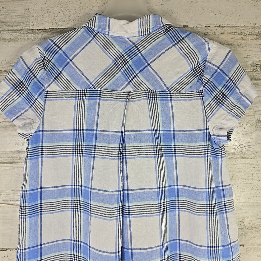 J. Jill Love Linen Plaid Full Button Up Shift‎ Dress WOMEN'S SIZE MEDIUM PETITE. - Picture 7 of 16